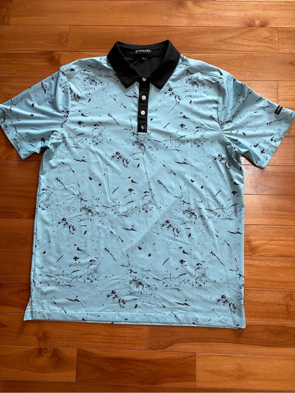 Byrdgang Men’s Light Blue Printed Golf Polo with Black Collar